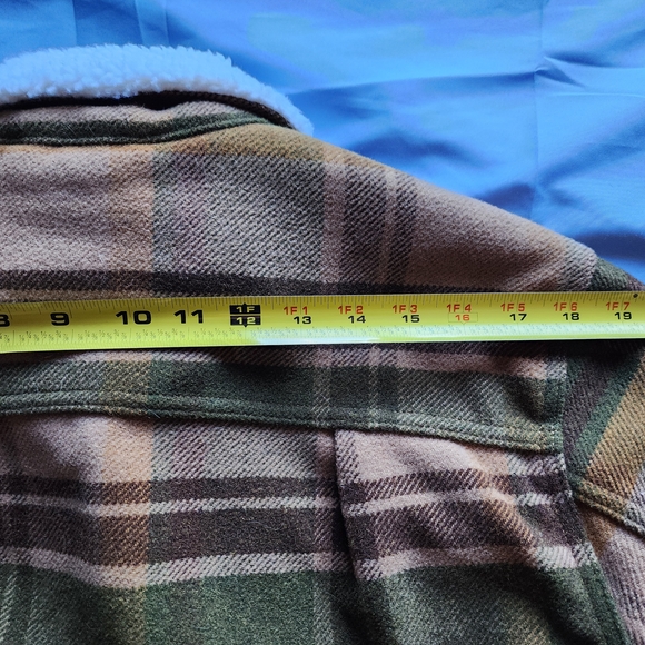 LEVI'S MEN'S PLAID WOOL- BLEND SHERPA-LINED TRUCKET JACKET BROWN/GREEN SZ SMALL - Picture 11 of 13